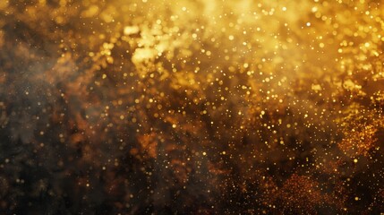 Poster - A gold and black background with a lot of sparkles. The background is dark and the sparkles are bright and shiny