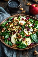 Wall Mural - A plate of salad with walnuts and cranberries on top