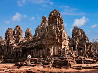 Wall Mural - Bayon temple, ancient temple ruins in Cambodia