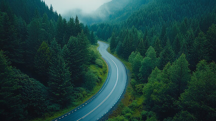 Winding Road Through Lush Green Forest