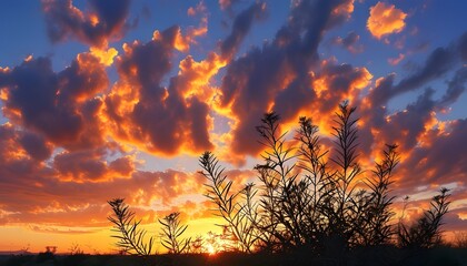 sunset in the forest