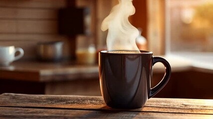 Wall Mural - Rustic coffee mug filled with black coffee,Morning coffee cup and coffee beans	