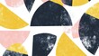 © Working Moments - Abstract Geometric Shapes in Yellow, Pink, and Blue with a Distressed Texture, abstract art, geometric shapes, distressed texture