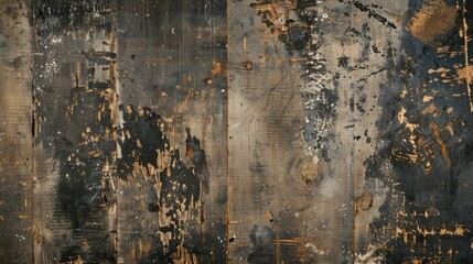 Canvas Print - Old grunge-style plywood in a mix of gray, beige, and brown tones - rugged and dark aesthetic.