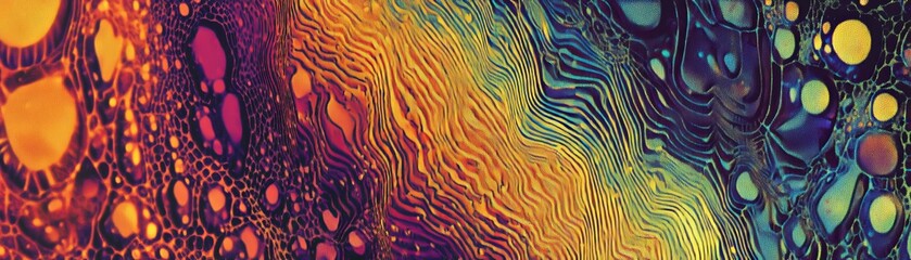 Poster - Abstract Wavy Pattern with Vibrant Colors, Microscopic View, Cellular Structure, Abstract Art, Microscopy, Cell