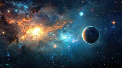 Wall Mural - shimmering glow of celestial bodies in space