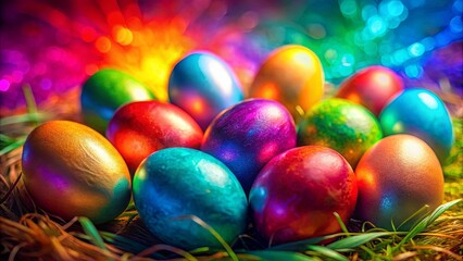 Wall Mural - Vibrant electric hues with hidden Easter egg elements