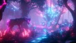 © STGZ. - A cybernetic animal wandering through a neon-lit forest in a futuristic world