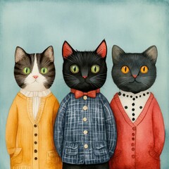 Three Cats in Cardigans.