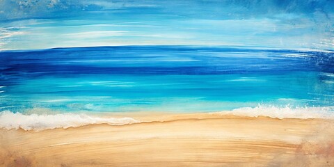  Abstract background with cobalt and ivory brush strokes, featuring serene beaches in the distance