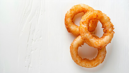 Poster - Fried breaded onion ring on white background