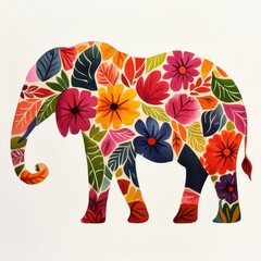 Poster - Floral Elephant Silhouette.