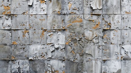 Wall Mural - Texture of a concrete wall with remnants of removed tiles