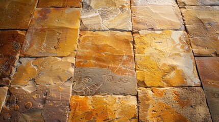 Texture background of yellow and orange tiled sandstone floor