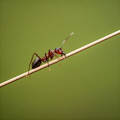 Wall Mural - ant on green leaf