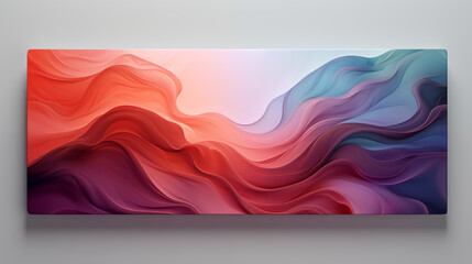 Wall Mural - A long, colorful wave of red, blue, and purple/ The panel hangs on the wall