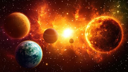 Wall Mural - shimmering glow of celestial bodies in space