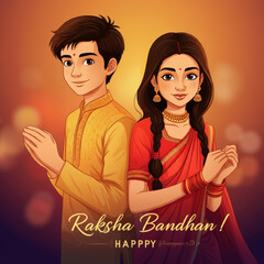 Poster - Illustration art for raksha bandhan festival greeting card background India.