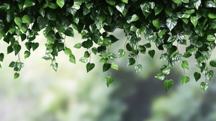 Wall Mural - simple banner model, leaves hanging in a tight row at the top of the image on transparency background PNG