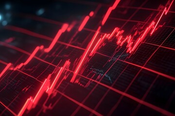 Poster - Red Stock Market Graph - Upward Trend