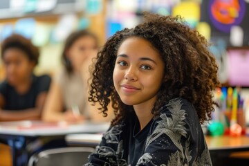 a young student studying