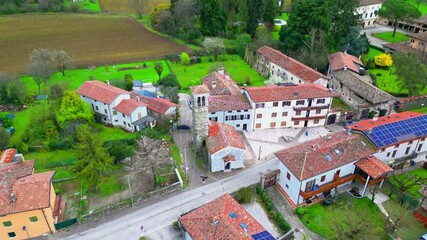 Wall Mural - Ancient peasant village of Laipacco and Venetian-Palladian style villa. Tricesimo