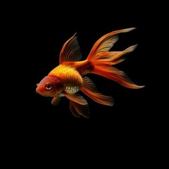 Goldfish isolated on black background 