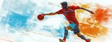 player handball in sports court  background for banner