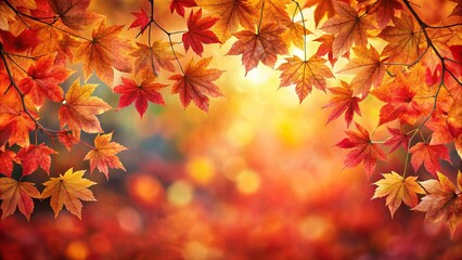 Poster - Vibrant autumn leaves in shades of red and orange creating a picturesque scene