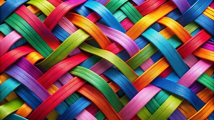 Wall Mural - Vibrant interwoven ribbon shapes background perfect for design projects