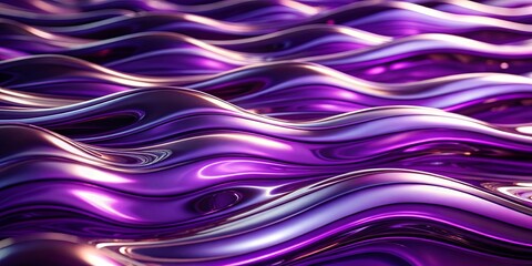 Sticker - Purple chrome waves on light reflecting surface creating abstract artistic pattern