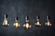 © Lubos Chlubny - Variety of modern ceiling lamps hanging on black background