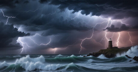 Wall Mural - A-dramatic-stormy-seascape-with-crashing-waves