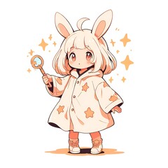 Poster - Cute Bunny Girl with Magic Wand