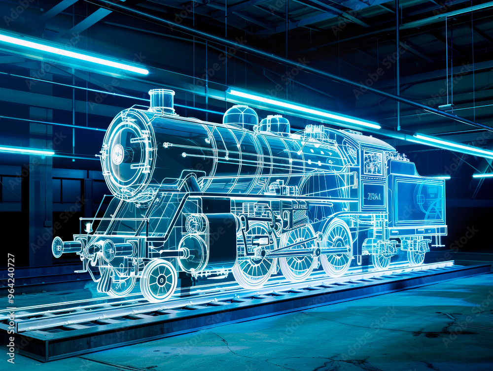 Steam locomotive 1800s visualization with augmented reality Transparent ...