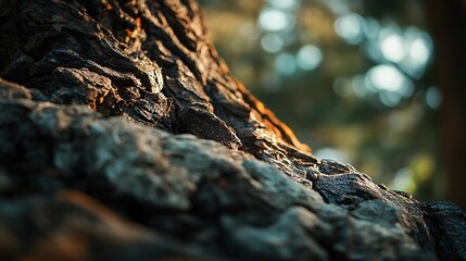 Sticker - Close-Up of a Tree Bark Texture in Sunlight