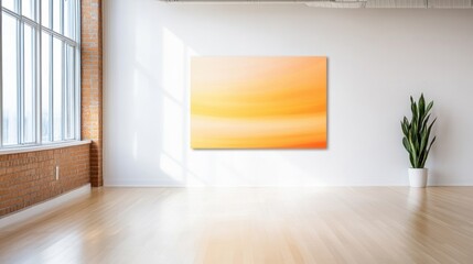 Poster - Abstract expressionist acrylic artwork in a yoga studio, earth tones, promoting wellness and peace