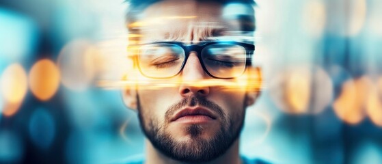 Portrait of a Man with Glasses and Motion Blur in Futuristic Style