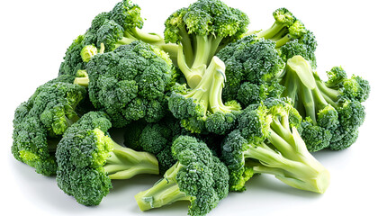 Canvas Print - fresh broccoli isolated on white background close-up with full depth of field. Top view with copy space for your text. Flat lay