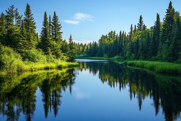 Wall Mural - lake in the forest