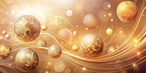 Wall Mural - Serene wallpaper with warm muted tones, shimmering orbs, and swirling patterns