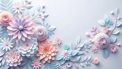 Wall Mural - Elegant pastel paper cut flowers with smooth gradients