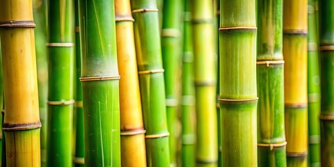 Poster - Close-up of textured bamboo stalks in a natural setting