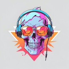 Wall Mural - Cool Skull with Headphones and Sunglasses