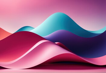 Wall Mural - Abstract waves in vibrant colors create a visually engaging landscape.