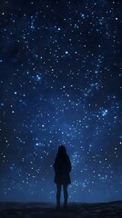 Wall Mural - 39. A person standing in front of a starry night sky