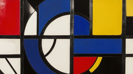 Poster - Colorful abstract geometric shapes in primary colors arranged in a modern design creating visual harmony in a contemporary space