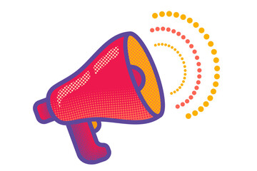 Wall Mural - Vector illustration of loudspeaker in flat style. Retro icon of megaphone.