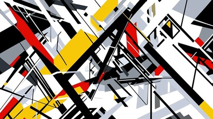Poster - Dynamic abstract composition featuring sharp angles and bold colors in a striking geometric design