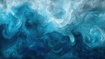 Poster - Abstract swirling blue and white patterns resembling ocean waves created in a digital art style